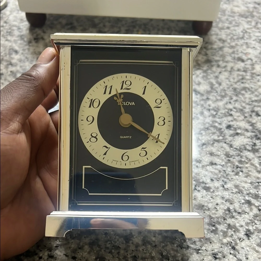 Bulova Quartz Silver and Black Table Clock